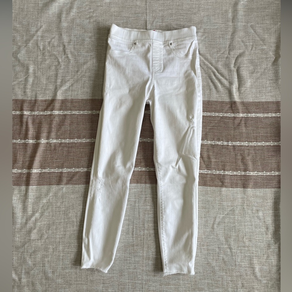 Spanx skinny Jeggings jean leggings distressed white
